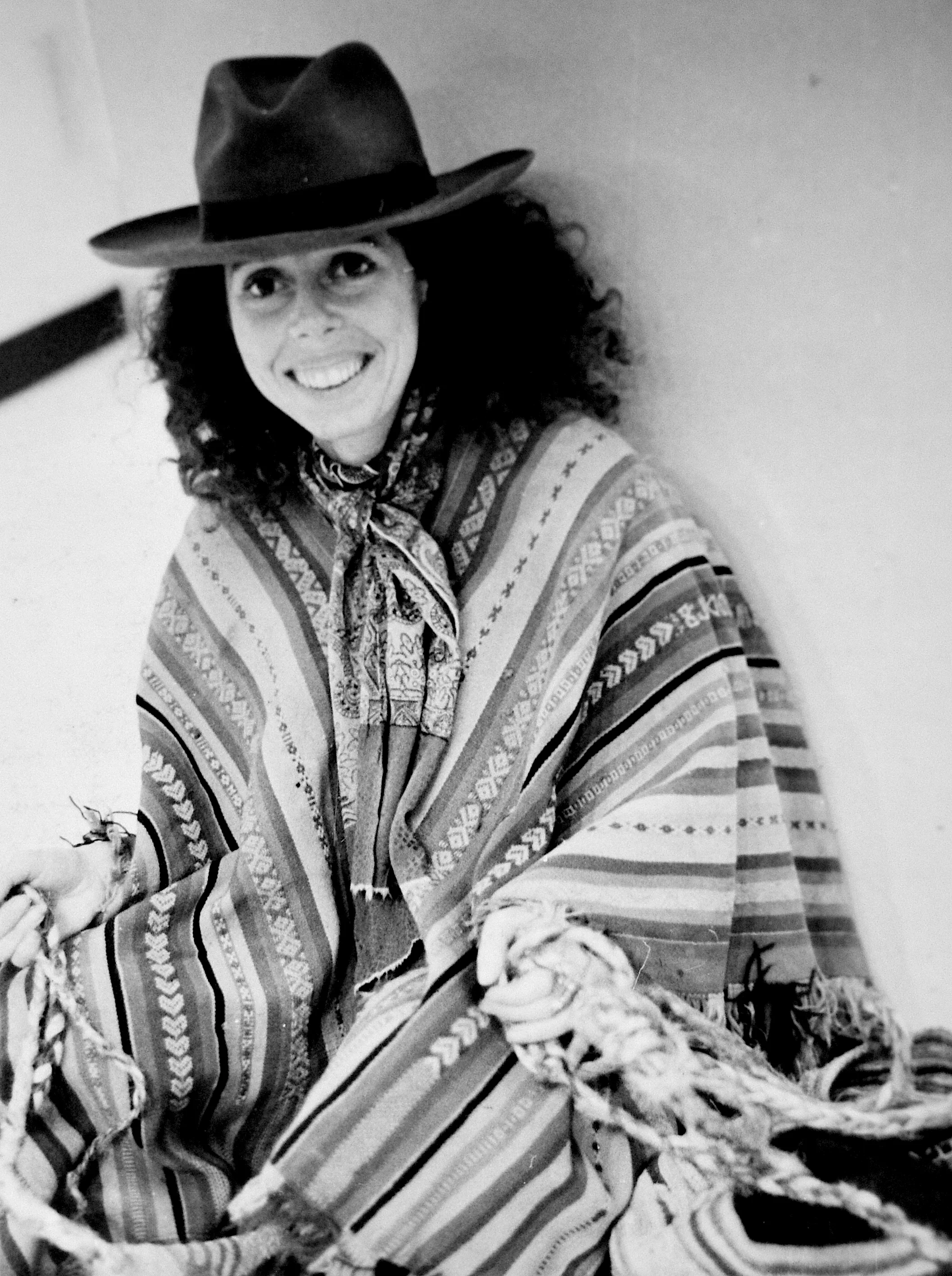 Archival black-and-white portrait of Joyce Marcel wearing a cowboy hat
